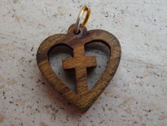 Religious antique French wooden charm medaillon m… - image 5