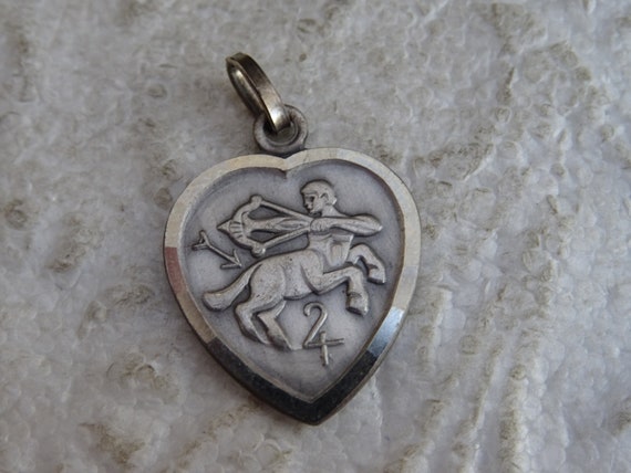 Vintage silvered Zodiac medal medaillon pendant c… - image 6