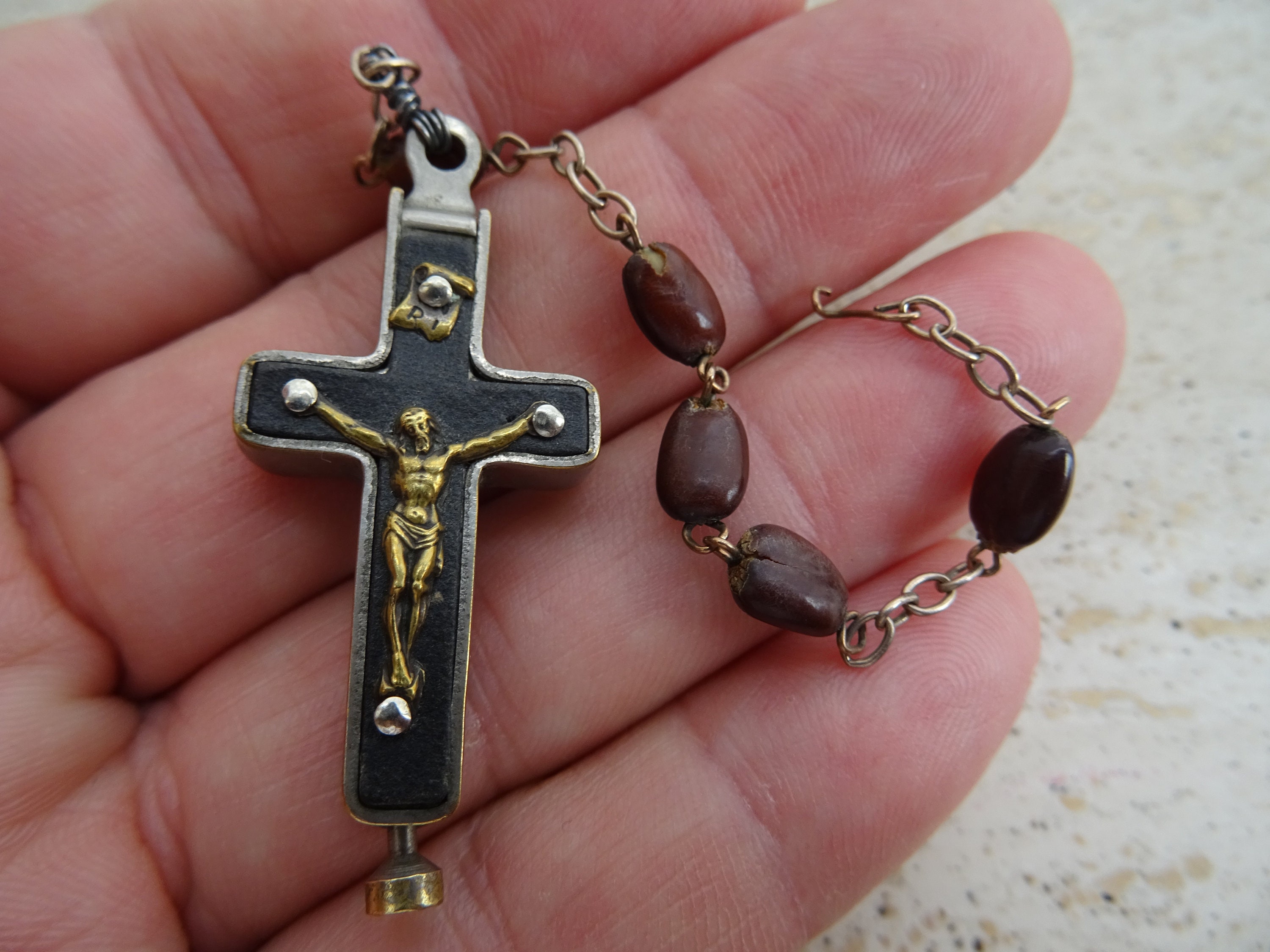 Gifts Catholic Inc. LOT of 10 - Small Flared Posts Sunburst Crucifix - 7/8  Inch Metal Rosary Crucifix Cross Pendant Medal