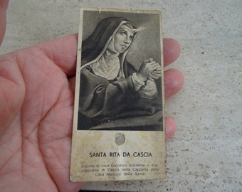 Religious catholic card shrine with relic of Saint Rita of Cascia. ( FF 4 )