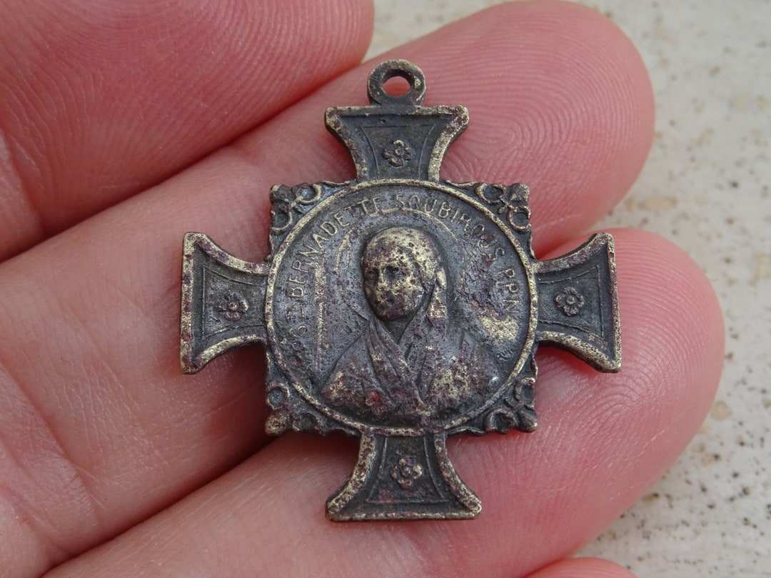 Religious Antique French Silver Plated Catholic Medal Pendant Holy ...