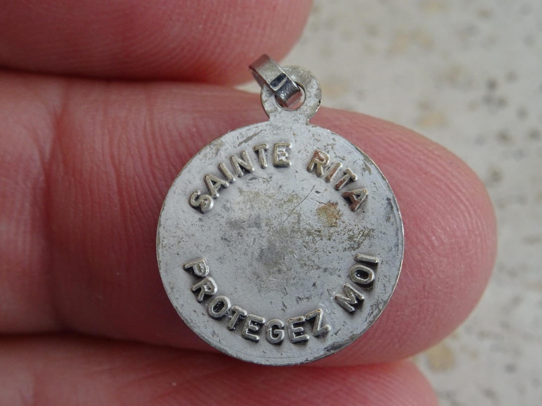 Religious Antique French Catholic Silver Plated Medal Pendant Holy ...