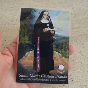 Religiöse katholische Karte Schrein Reliquien Reliquie aus dem Tuch der Seligen Santa Maria Cristina Brando. (K36)