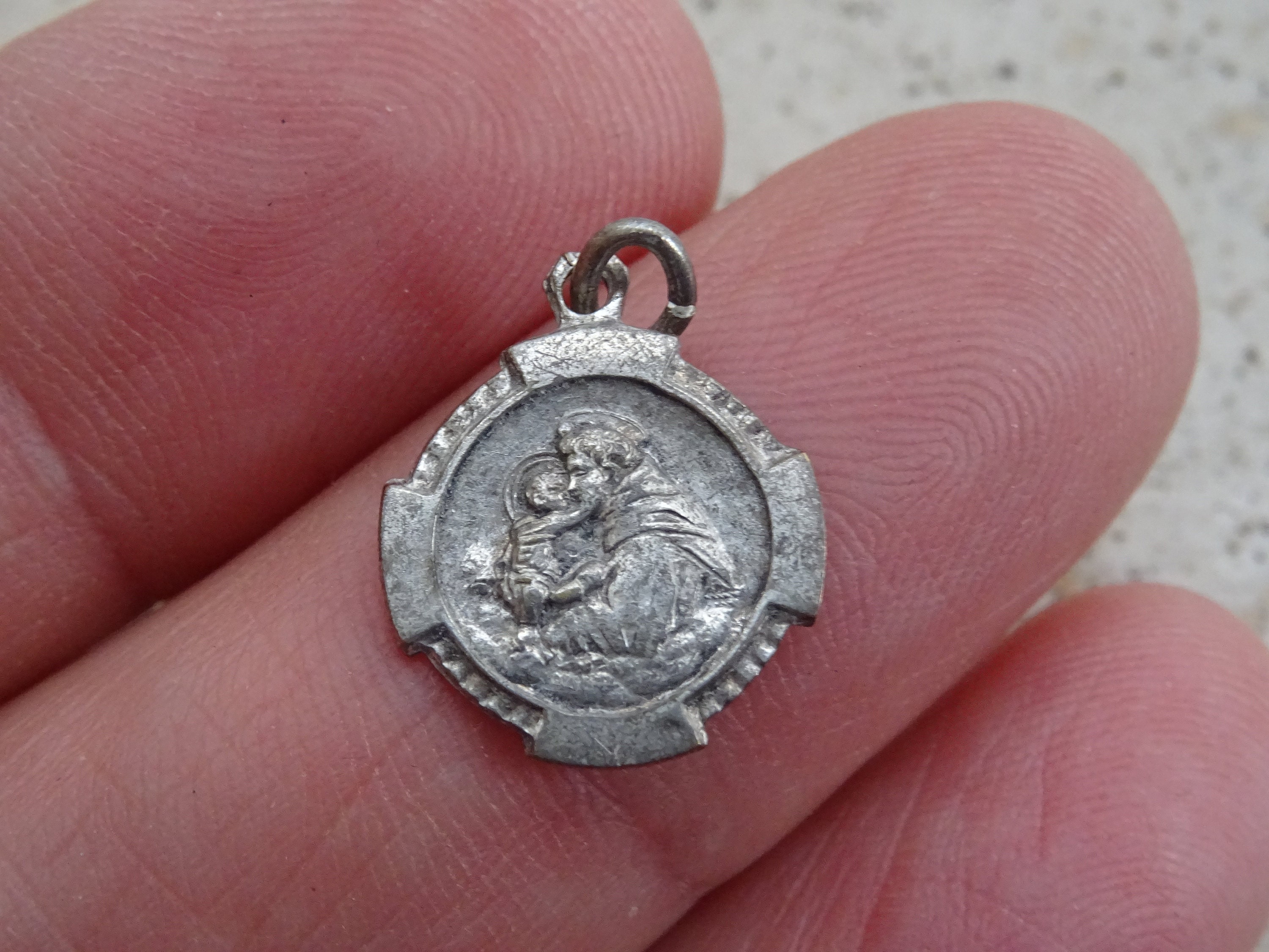 Religious Antique French Catholic Silver Plated Catholic Medal Pendant ...