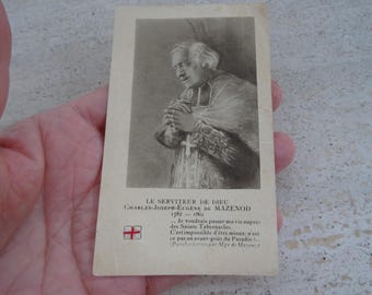 Vintage 1927 Eugene de Mazenod Relic Holy Card – OMI Founder – Pre Beatification Catholic Devotional – French Prayer Card.  (  D E 19 )