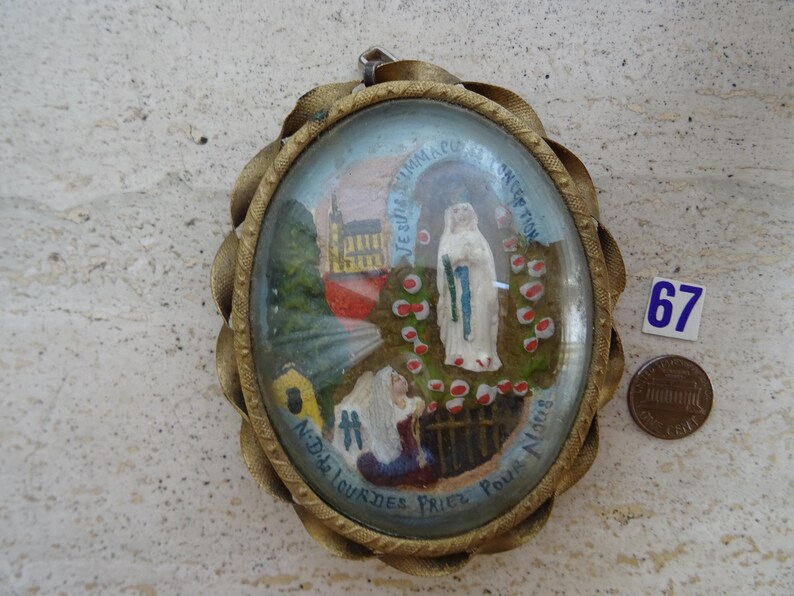 Religious Antique French Shrine Meerschaum Medal of Holy Virgin Mary ...