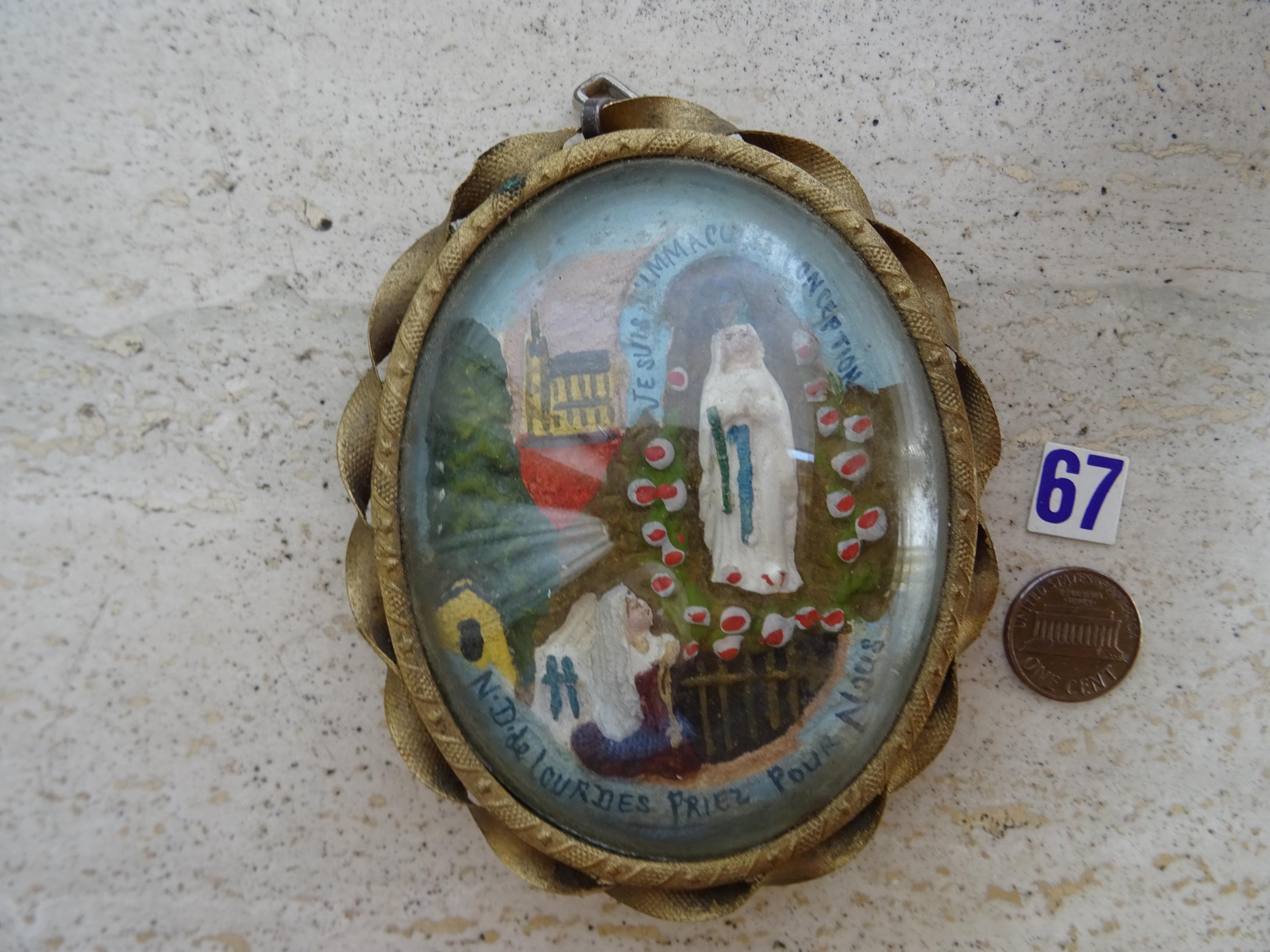 Religious Antique French Shrine Meerschaum Medal of Holy Virgin Mary ...