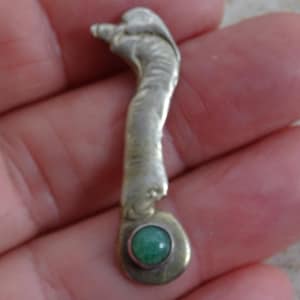 Vintage silver ( MARKED 835 ) medaillon charm medallion pendant medal with stone by David Anderson. ( O 9 )