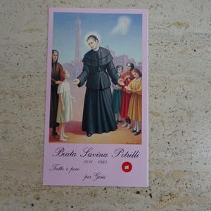 Religiöser katholischer Kartenschrein mit Reliquienreliquie aus dem Tuch der Seligen Schwester Savina Petrilli. (V4)
