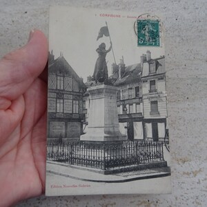 Antigua postal francesa usada con estatua de Juana de Arco, recuerdo de Juana de Arco de Compiegne. (G8)