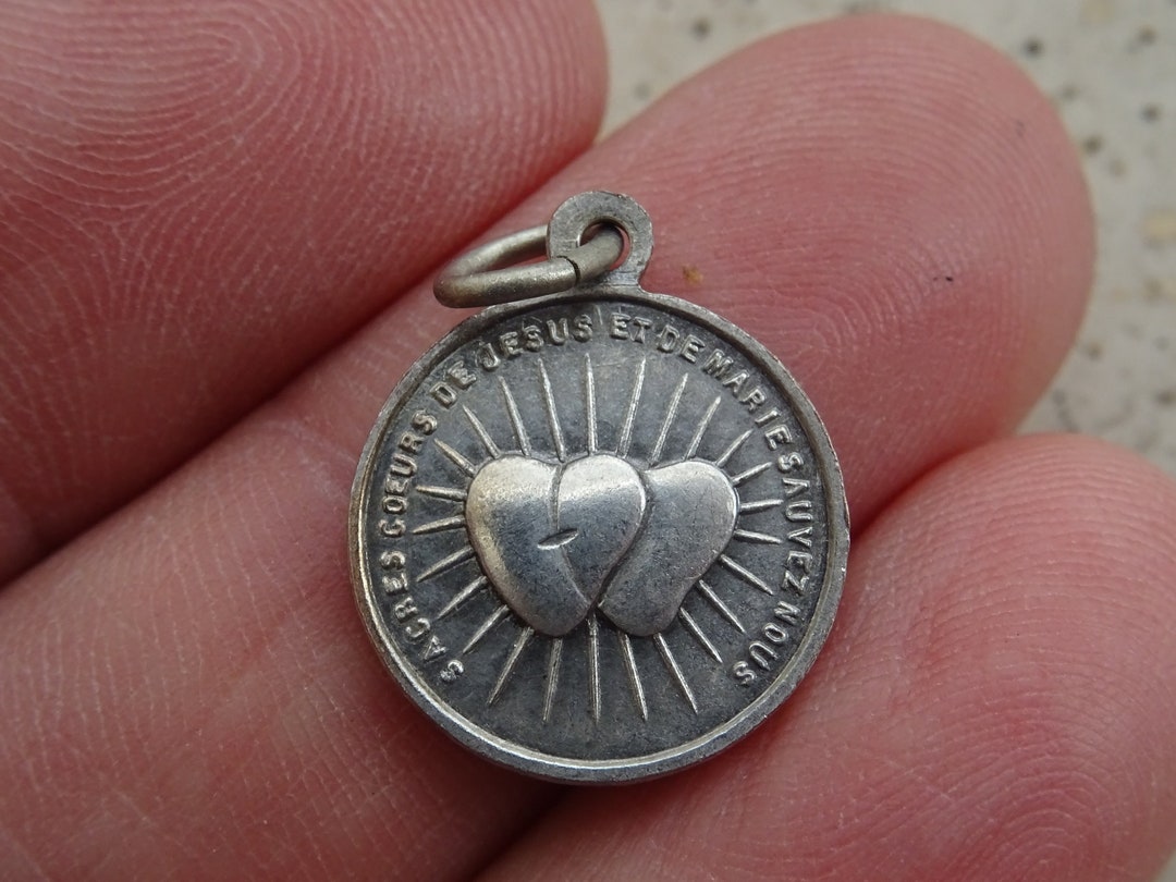 Religious Antique French Silver Plated Catholic Medal Pendant Holy ...