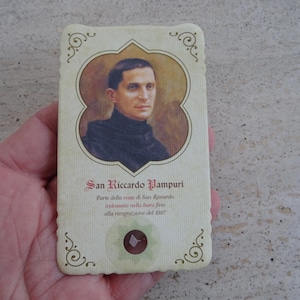 Religiöse katholische Karte Schreinreliquiar mit Reliquie des Tuches des seligen Heiligen Riccardo Pampuri. (V V 16)