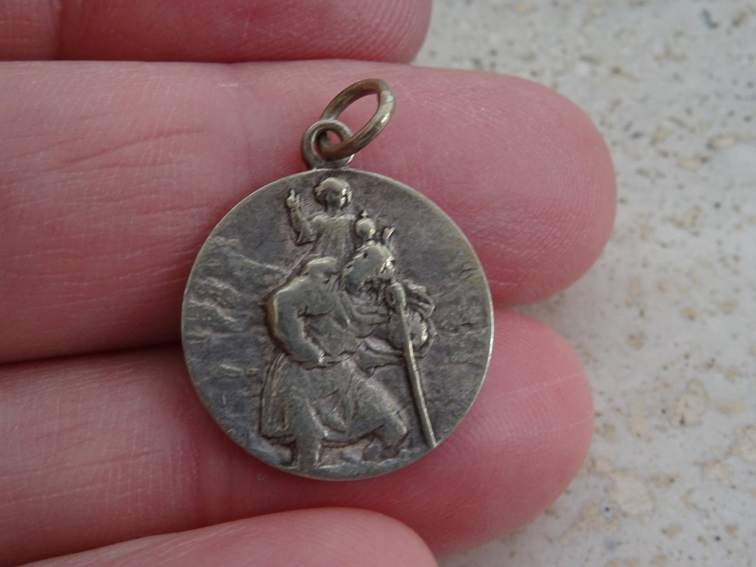 Religious Antique French Silver Plated Catholic Medal Pendant Holy ...