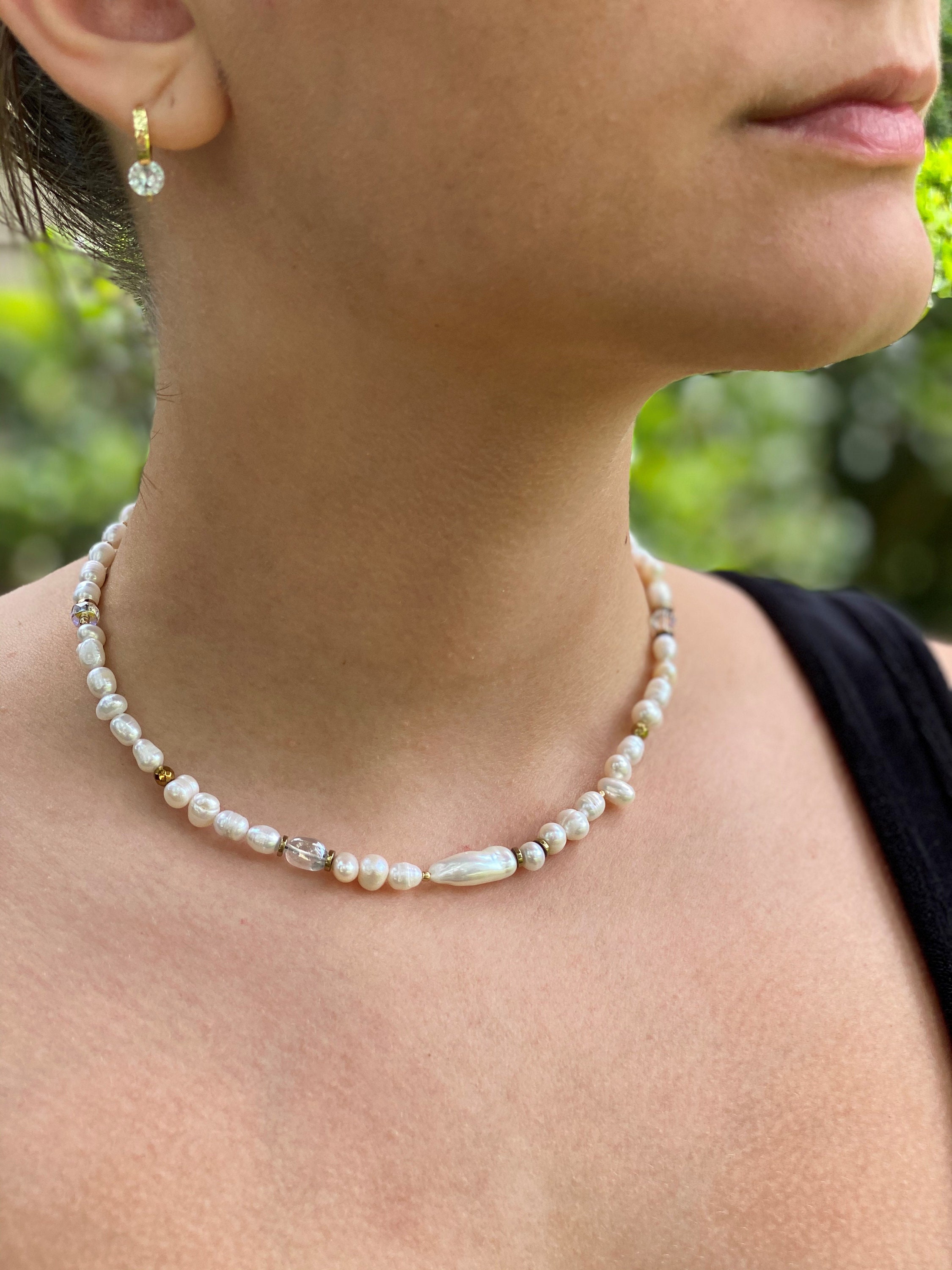 ●RSSC● PEARL BEADS CHAIN MIX NECKLACE - WHITE / unisex ○RSSC○ PEARL BEADS CHAIN MIX NECKLACE - WHITE / unisex