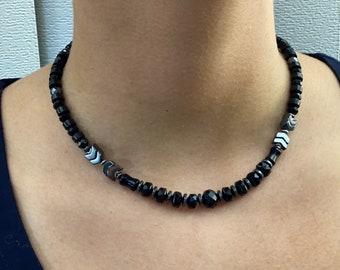 Neutral black necklace Beaded necklace for men or women Gift for man Boyfriend necklace Gift Man Jewelry Necklace for her Jewelry for him