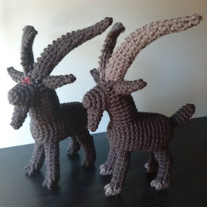 Black Phillip II detailed cloven hooves ridged horns plush crochet goat from The VVitch