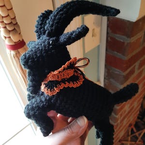 Bucking Black Phillip plush crochet horror goat from The VVitch witch goth ornament gift