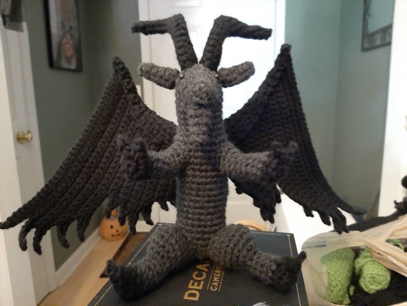 Sabbatic Goat Goya Baphomet Plush Doll crochet sculpture demonic diablo devil satan teddy optional wings 