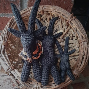 Black Phillip Goat crochet The Witch VVitch stuffed horror plush baphomet demon familiar horns cute toy gift krampus satan live deliciously