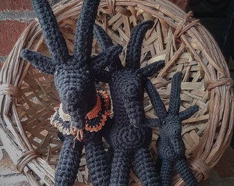 Black Phillip Goat crochet The Witch VVitch stuffed horror plush baphomet demon familiar horns cute toy gift krampus satan live deliciously