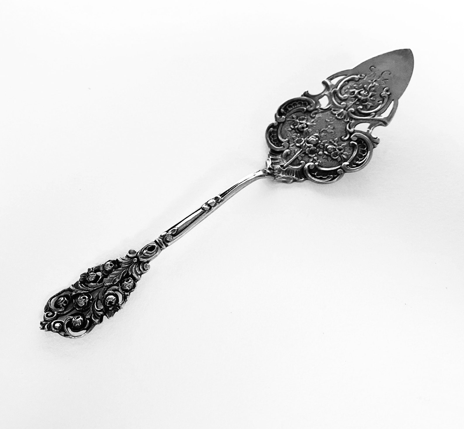 Antique Victorian Cake Server, Sterling Silver, Exquisite Design