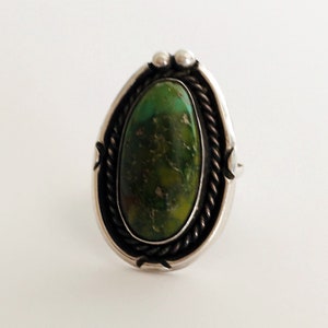 70s Navajo Natural Green Turquoise Ring Size 7.25 Old Pawn - Etsy