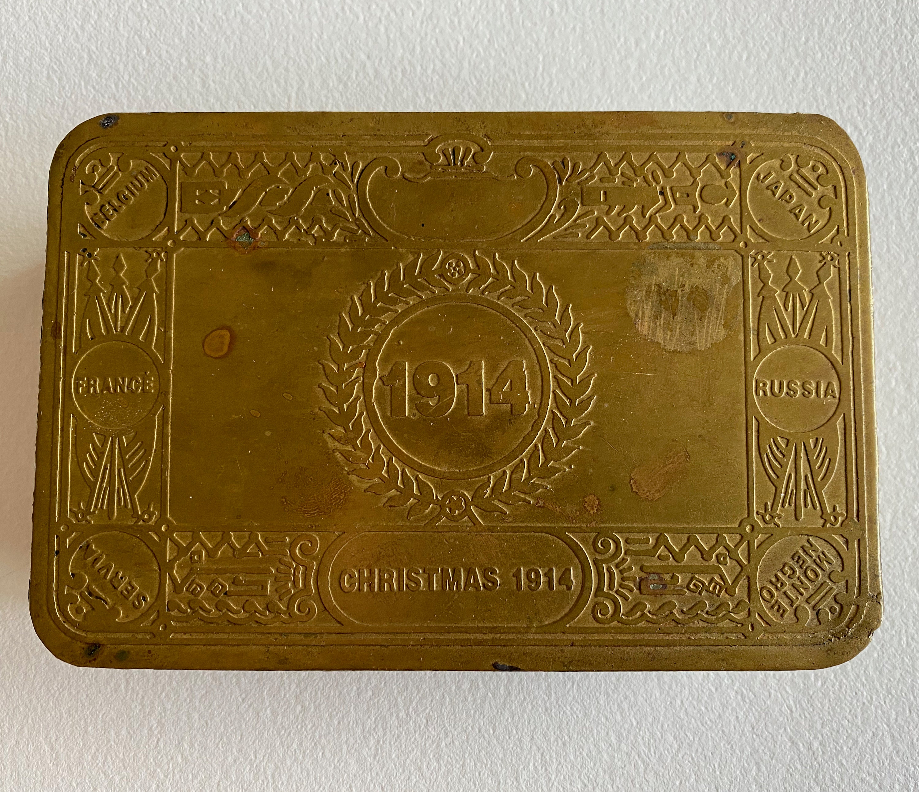 1914 Decorative Brass Box Imprinted Christmas 1914 With  Etsy