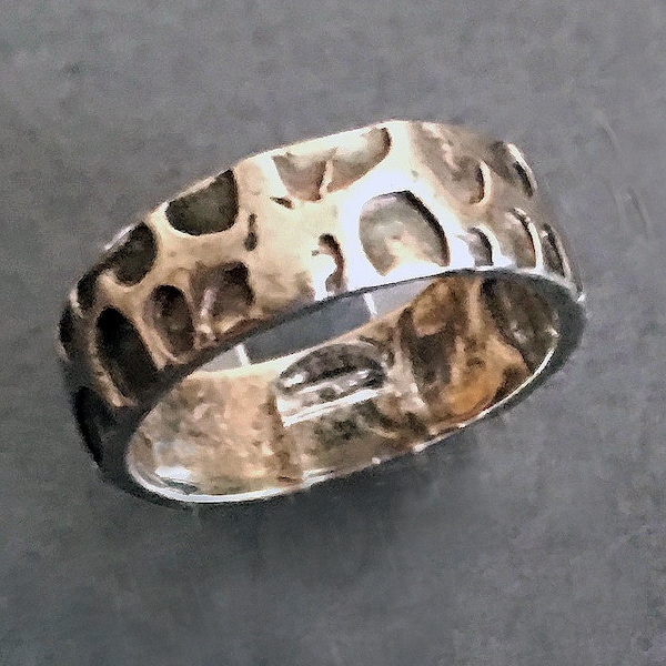 Sterling Modernist Navajo Ring, Size 6.5, 70's, Signed, Lewis Austin