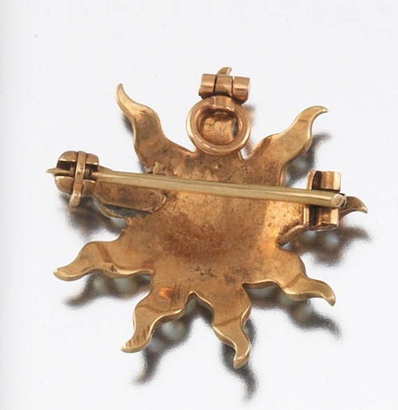 Victorian Antique 10K Gold Seed Pearl Starburst B… - image 4