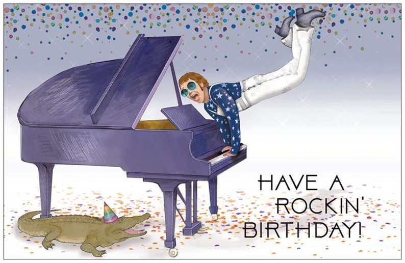 Elton John Crocodile Rock Birthday Card | Etsy