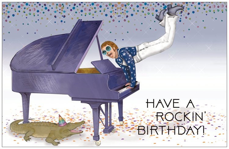 Elton John Crocodile Rock Birthday Card