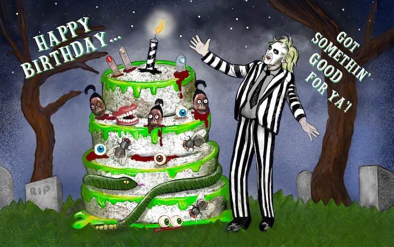 Beetlejuice Birthday Card - Etsy