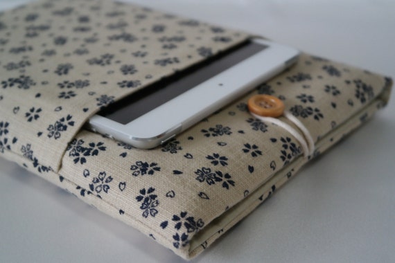 Windows 8 Touch 11.6 Cover Padded with Pocket MacBook Air 11 inch Laptop Case Surface Pro Case Japanese Sashiko waves indigo cotton