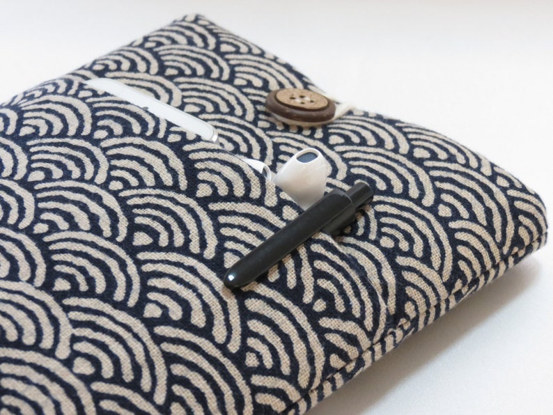Windows 8 Touch 11.6 Cover Padded with Pocket MacBook Air 11 inch Laptop Case Surface Pro Case Japanese Sashiko waves indigo cotton