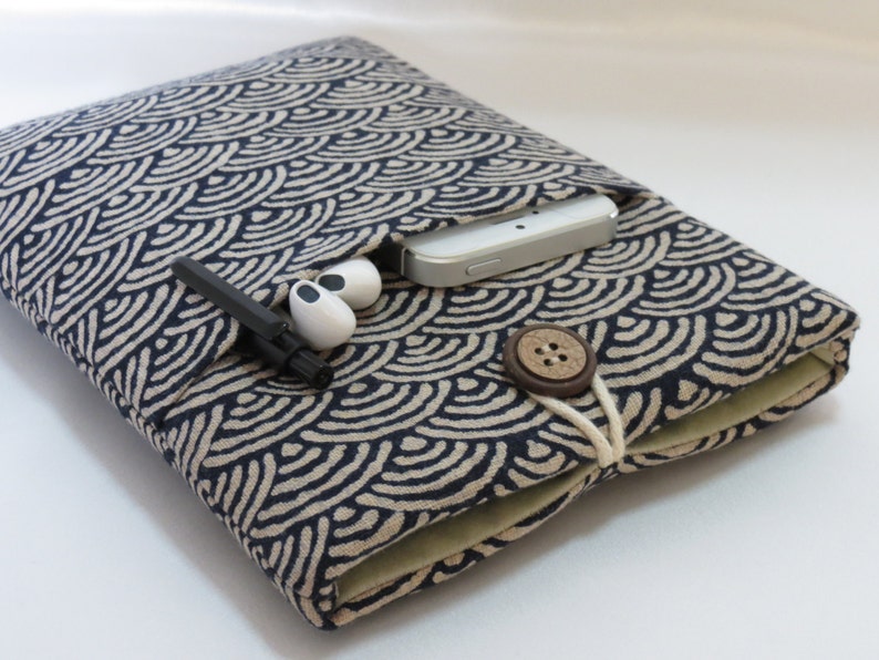 Windows 8 Touch 11.6 Cover Padded with Pocket MacBook Air 11 inch Laptop Case Surface Pro Case Japanese Sashiko waves indigo cotton