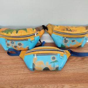 Sunflower Recycled Billboard  Fanny Pack - Sling Bag