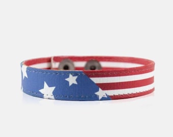 American Flag Canvas Bracelet USA Patriotic Jewelry 4th of July United States Veteran Gift