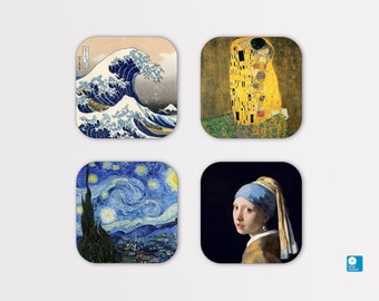 Juego de 4 posavasos artísticos con obras maestras