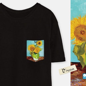 Van Gogh Sunflowers Pocket Tee - Unique Shirt for Art Enthusiasts