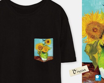 Van Gogh Sonnenblumen Taschen-T-Shirt - Einzigartiges Hemd für Kunstbegeisterte