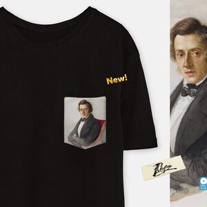 Chopin Portrait Pocket Tee: Classical Music Art Shirt