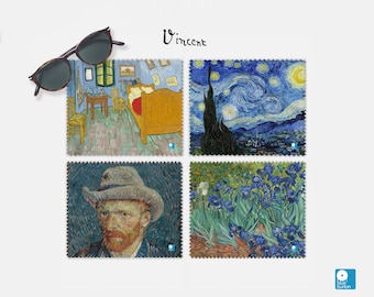 Juego de 4 paños para lentes Van Gogh: paños de limpieza de microfibra para anteojos y pantallas