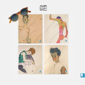 Egon Schiele Lens Cloth Set - Pack of 4 Microfiber Cloths for Eyeglasses & Screens