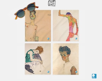 Juego de paños para lentes Egon Schiele: paquete de 4 paños de microfibra para anteojos y pantallas
