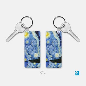 Starry Night Art Keychain: Van Gogh Painting, Fine Art Gift
