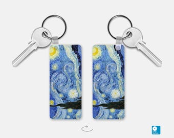 Starry Night Art Keychain: Van Gogh Painting, Fine Art Gift