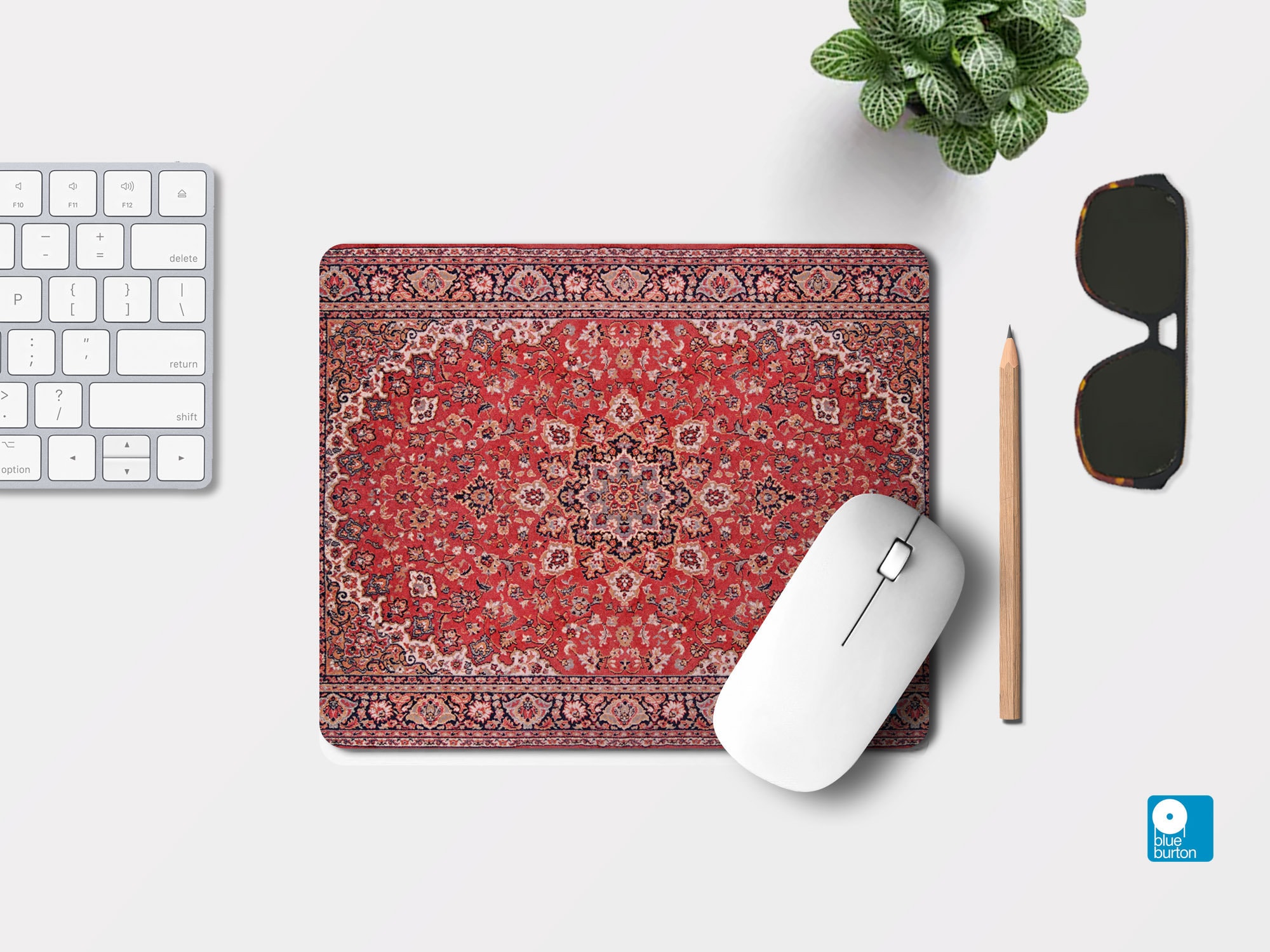 INF Tappetino Mouse Antiscivolo con Bordo Pittura Paesaggistica Gomma Naturale