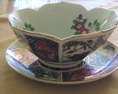 2 Piece Antique Gold IMARI, Hand Painted, Fine Ceramic, Bowl Plate. Made Expressly Produce For Heritage Mint. LTDLACA JAPAN
