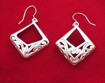 Vintage Large STERLING SILVER Square Earrings