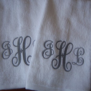 Personalized Monogrammed Hand Towels Choose Your Thread Color Great Wedding Gift image 1